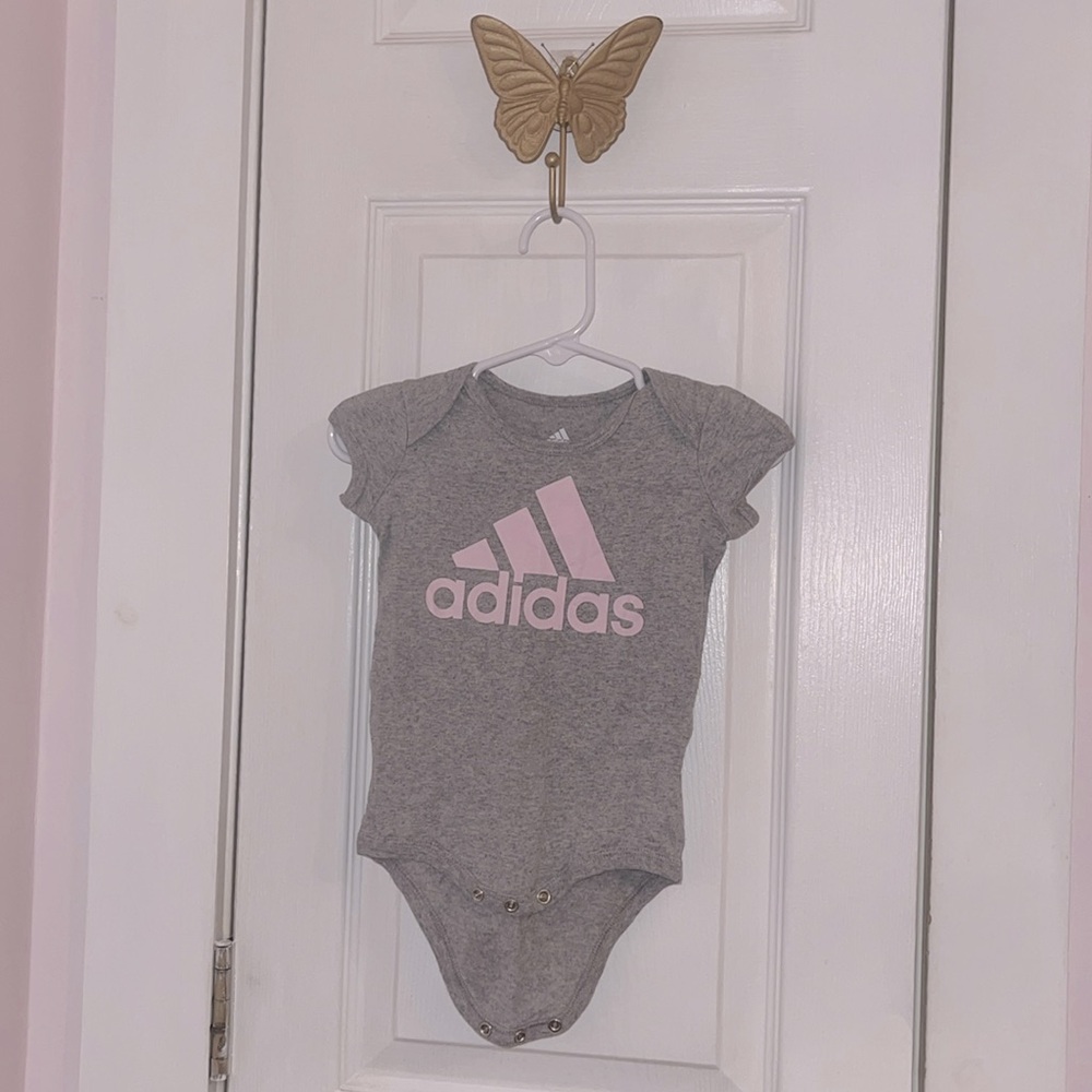 Adidas 6M grey and pink onesie